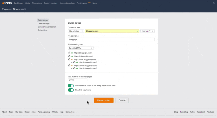Ahrefs Crawl Log
