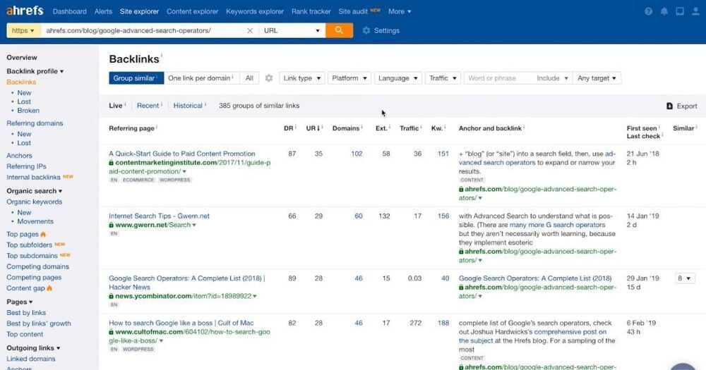 Ahrefs Backlink Checker