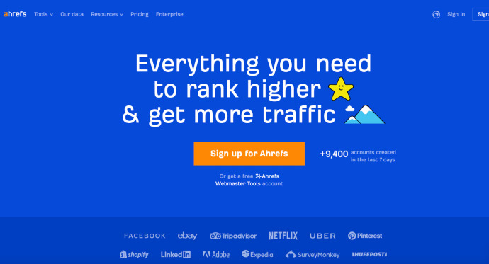 A prompt of Ahrefs' call to action