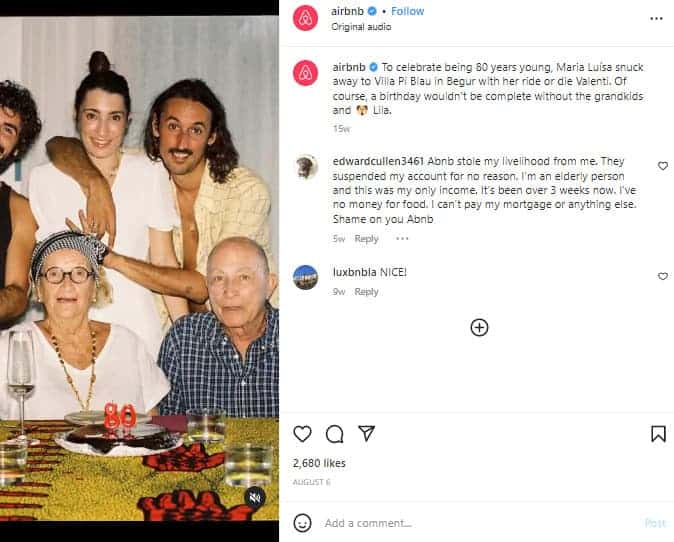 Airbnb Instagram- Humanize Your Brand example