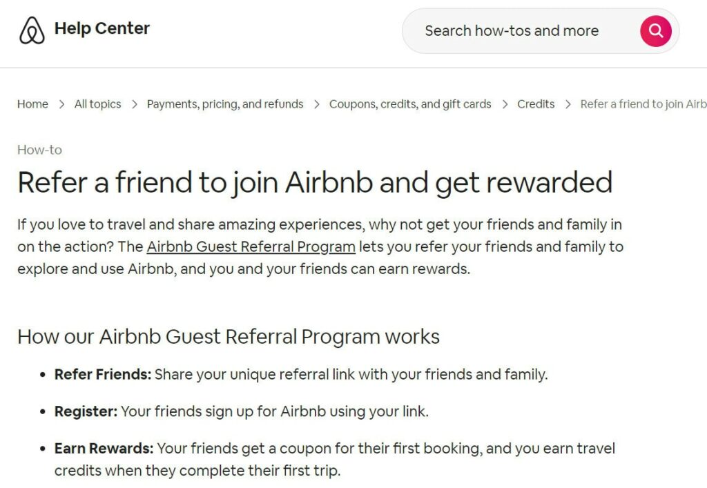 AirBnB referral marketing program. 