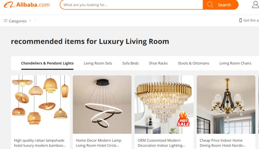 Alibaba website homepage
