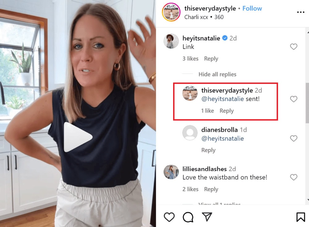 amazon influencer responding to comments example