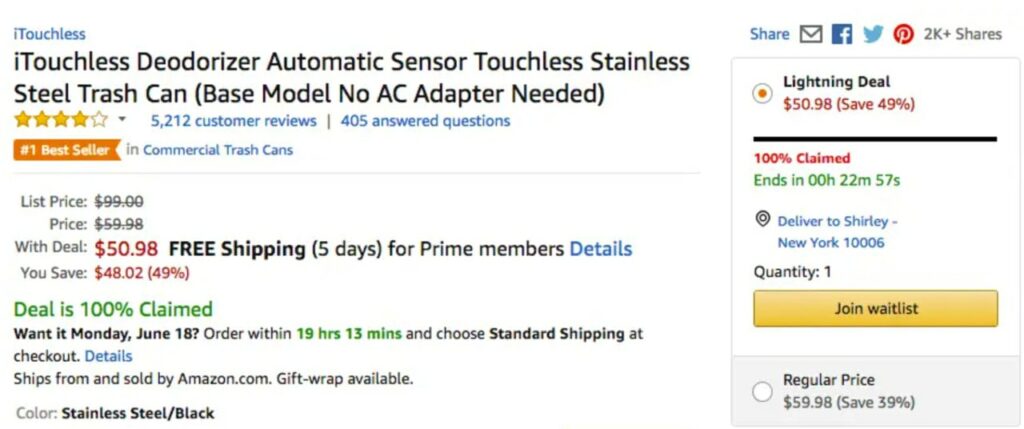 amazon lightning deal example