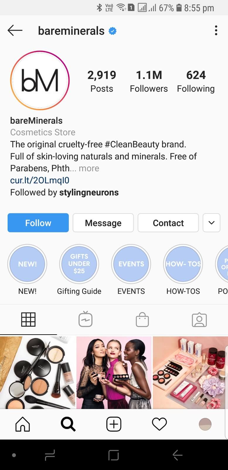 Bare Minerals instagram Highlight Covers