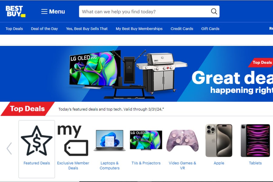Best Buy home page