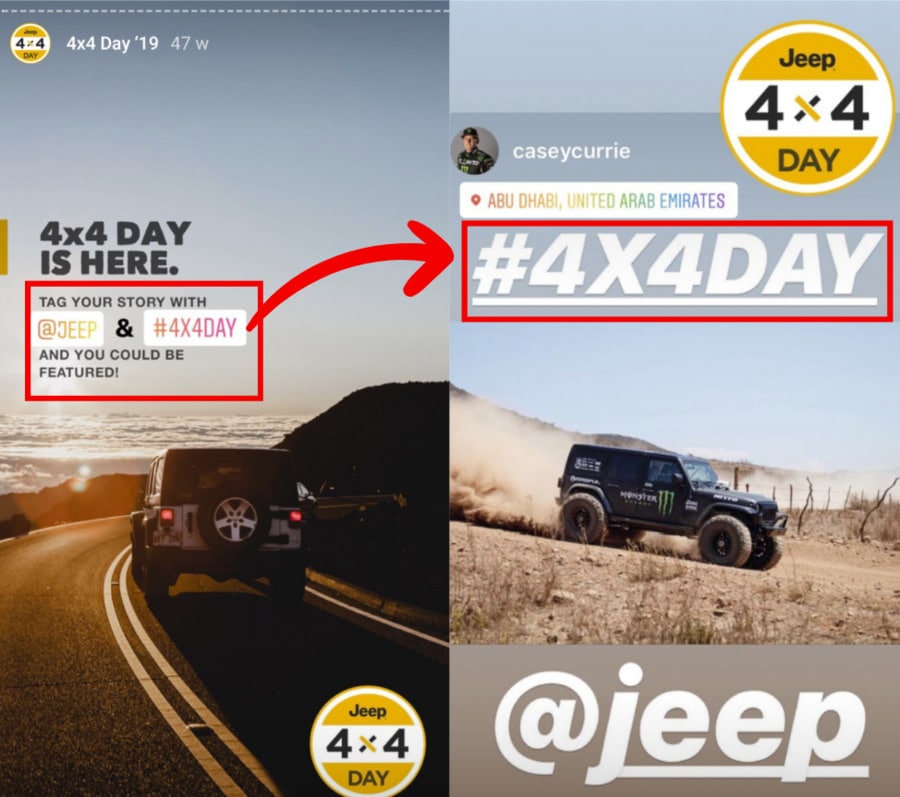 branded hashtag on instagram story to invite user-generated content