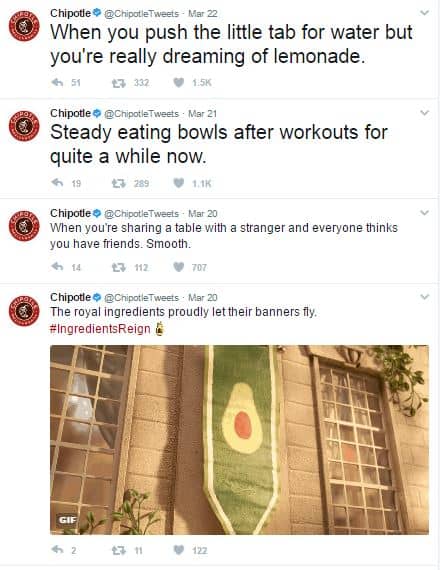 Chipotle using humor in tweets - increase social media engagement