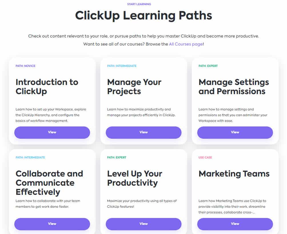 ClickUp courses to master the tool and increase productivity