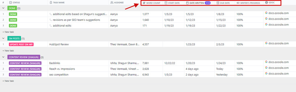 ClickUp custom fields