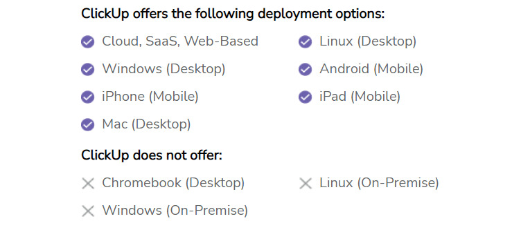 ClickUp deployment options
