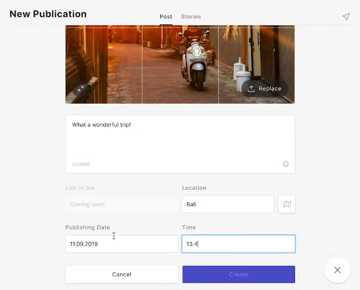 Combin Instagram posts and Stories scheduler