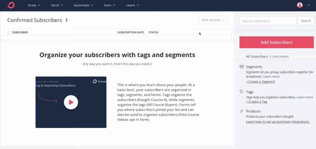 ConvertKit subscriber tags and segments