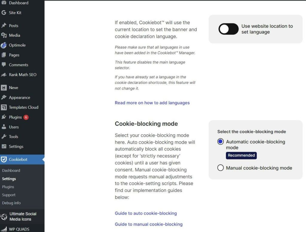 Cookiebot wordpress plugin for consent management and privacy compliance