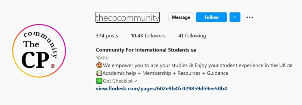 CP community Instagram profile