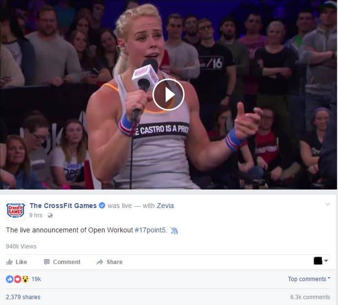 CrossFit Games live streamed on Facebook - increase social media engagement
