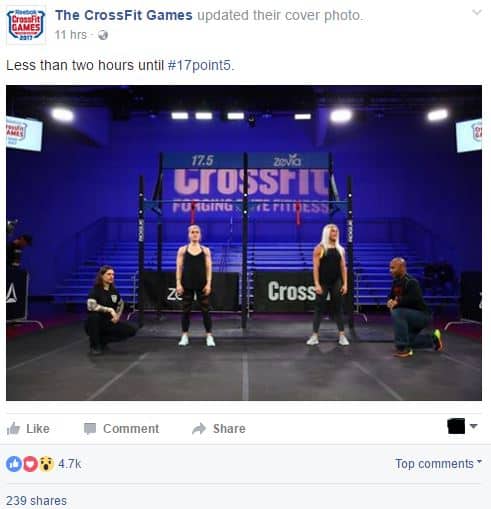 CrossFit Games Facebook post - increase social media engagement