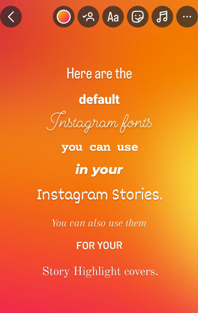 default instagram font styles for stories