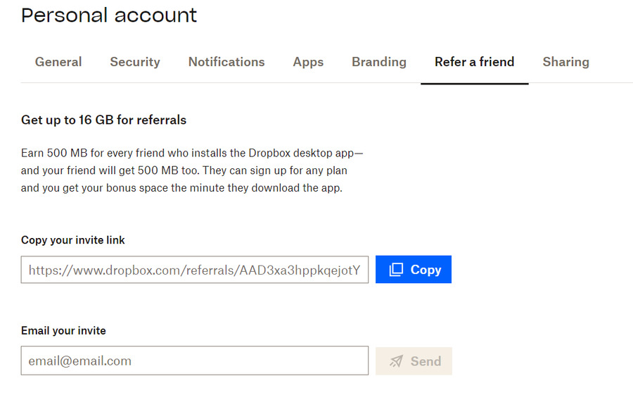 Dropbox referral program