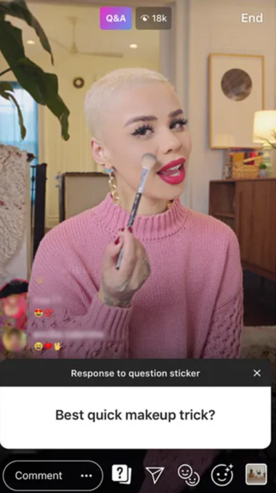 engage people with questions on instagram live stories