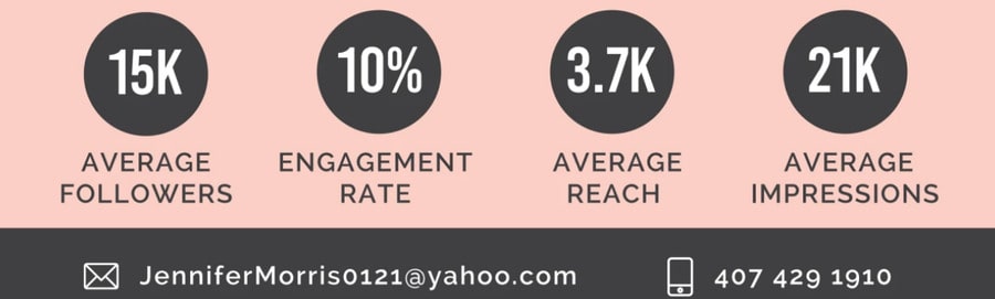 Engagement metrics from Jenny's influencer media kit