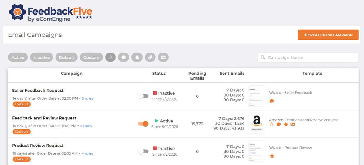 feedbackfive emails campaigns
