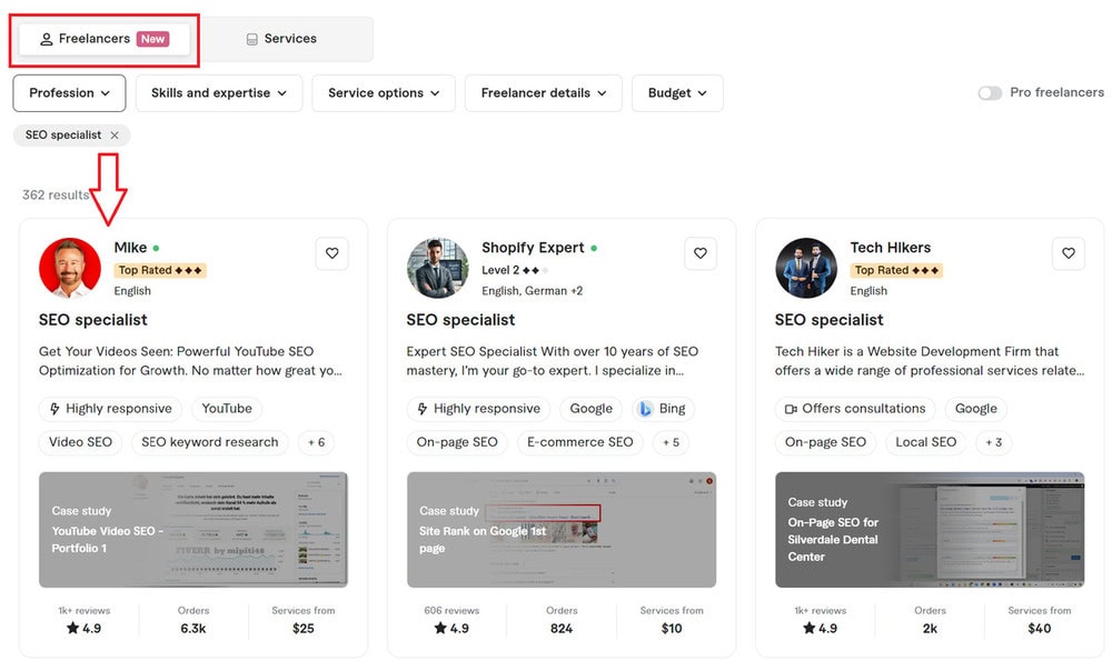 find freelancers by skills on fiverr