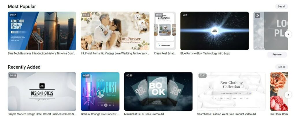 Flexclip templates page