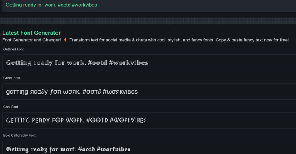 font generator for your instagram captions