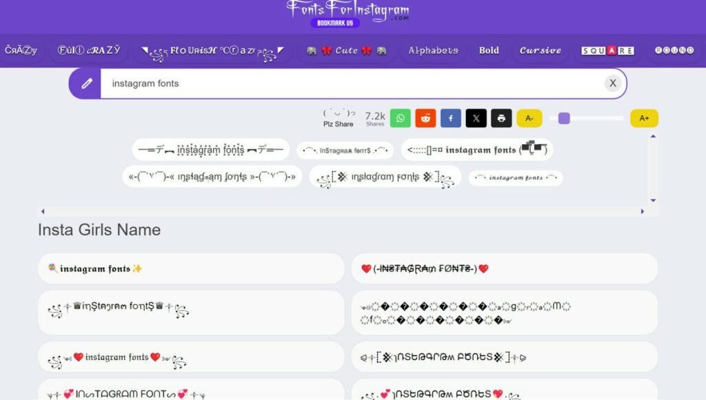 fonts for instagram font generator