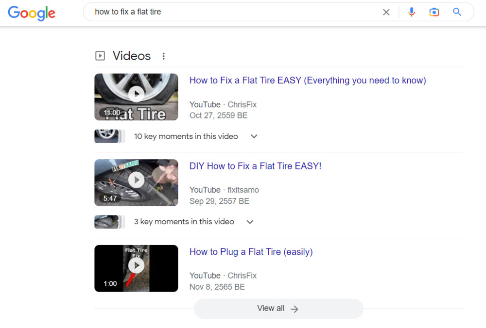 Google search results example