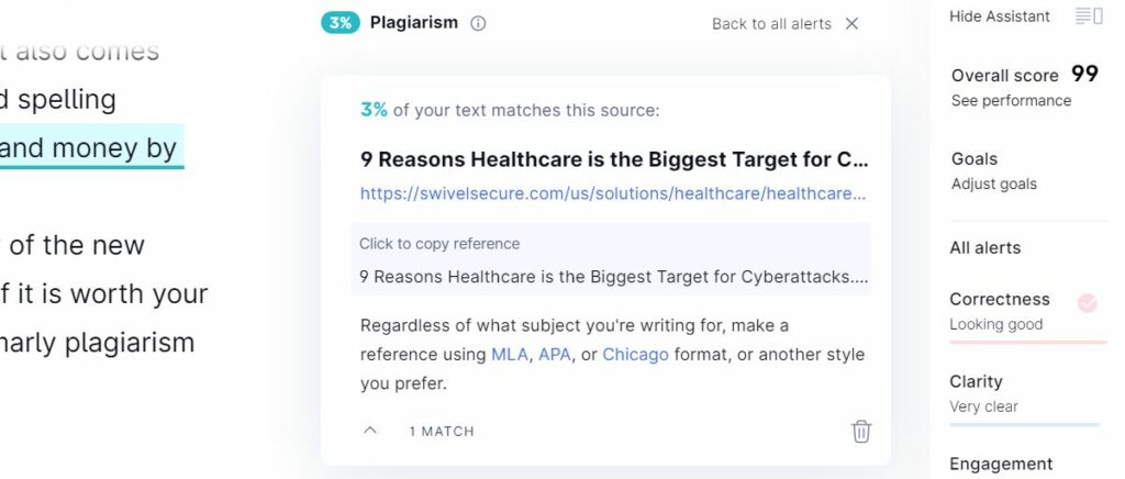 Grammarly Plagiarism checker
