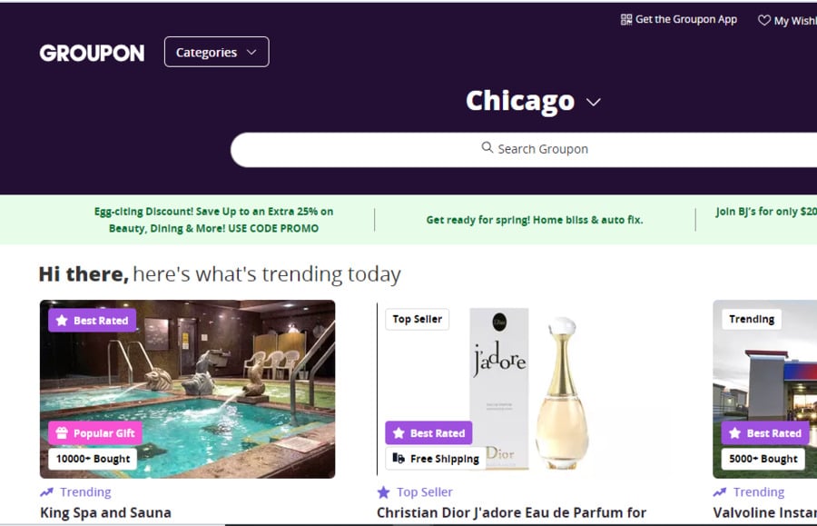 Groupon shopping site