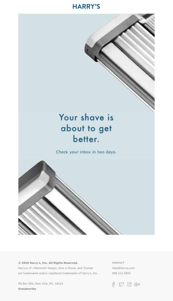 Harry's product launch email campaign