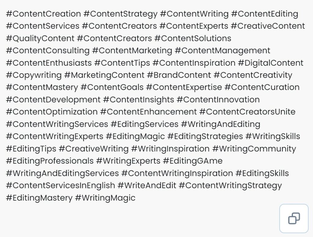 hashtags generated by Vista Social