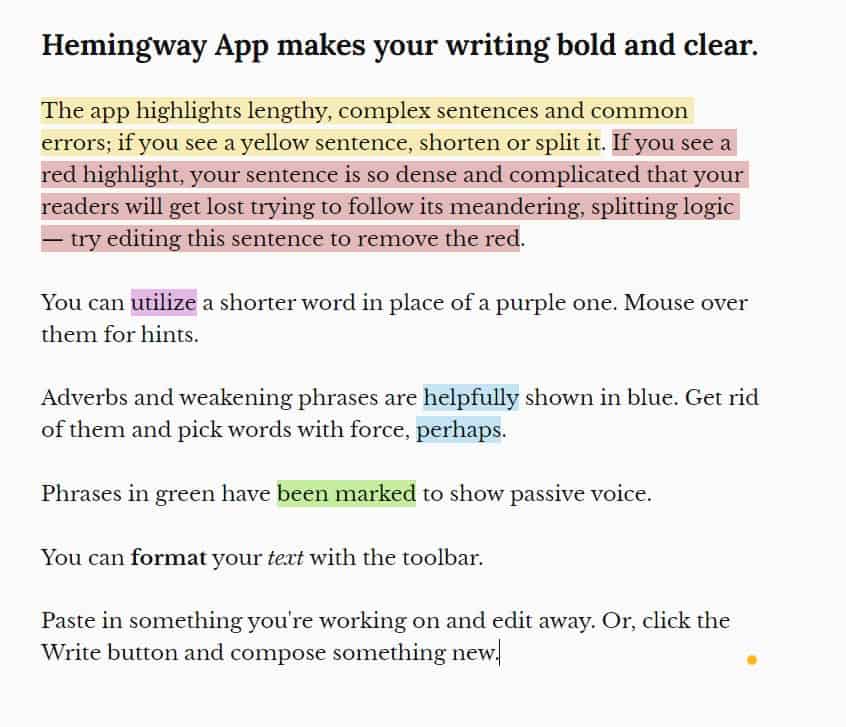 Hemingway writing analysis