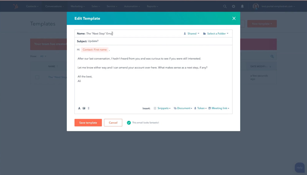 HubSpot email template creator