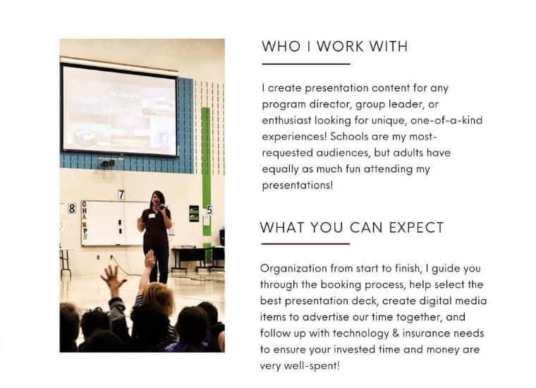 Influencer media kit example