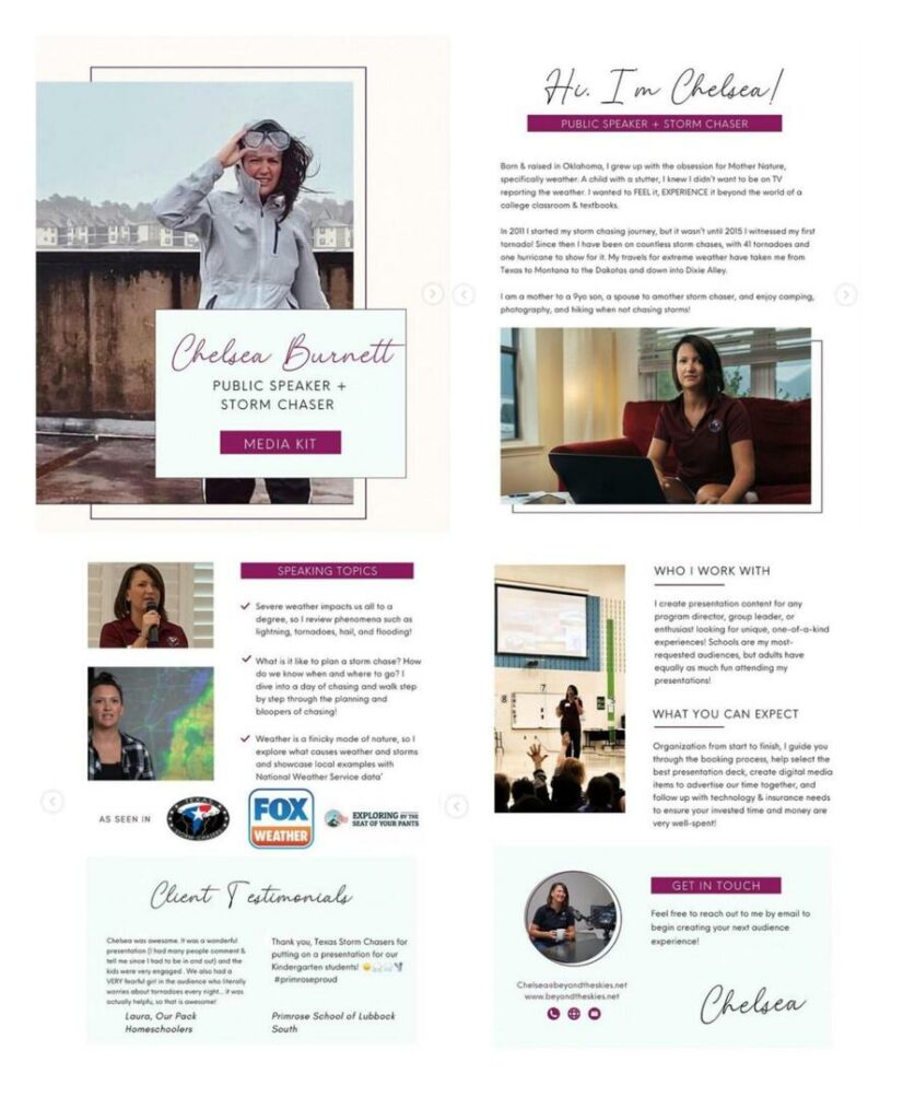 Chelsea Burnett Influencer media kit example