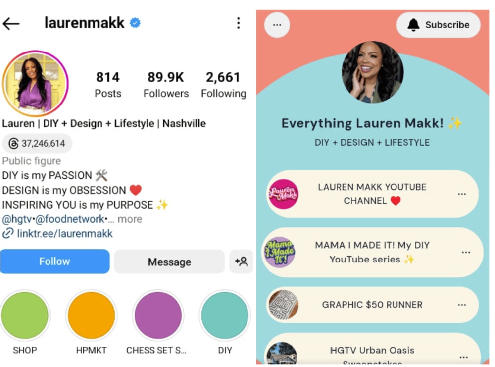 Instagram subscriptions selling example from a content creator, Lauren Makk