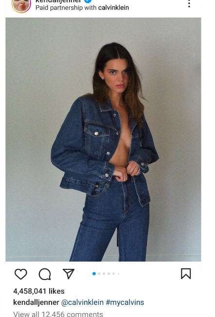 Kendall posing in Calvin Klein