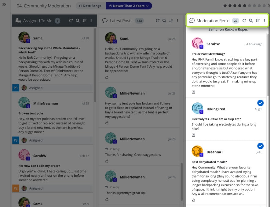 Khoros community content moderation and management