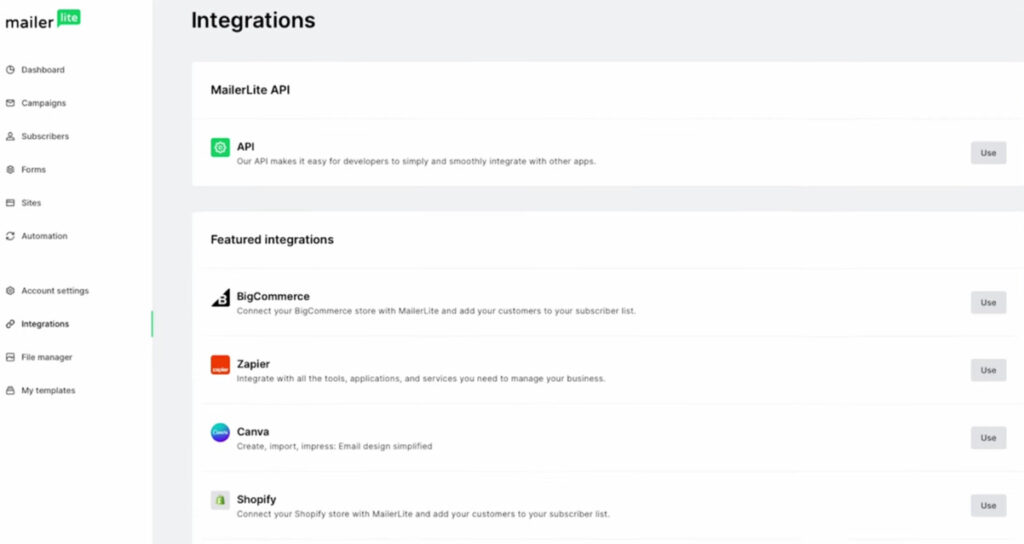 MailerLite integrations