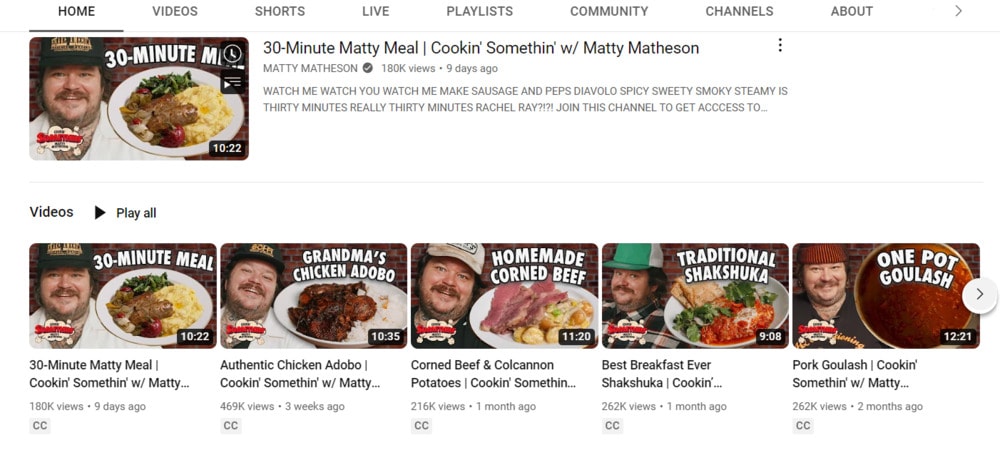 Matty Matheson YouTube Thumbnail example
