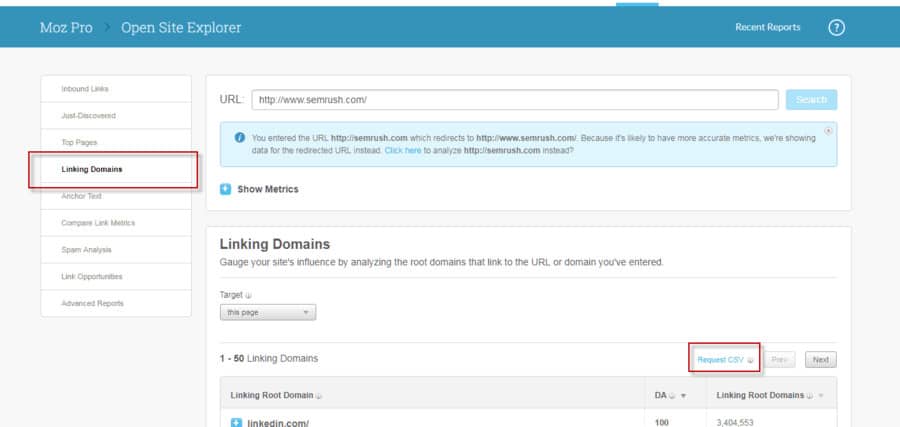 moz linking domain