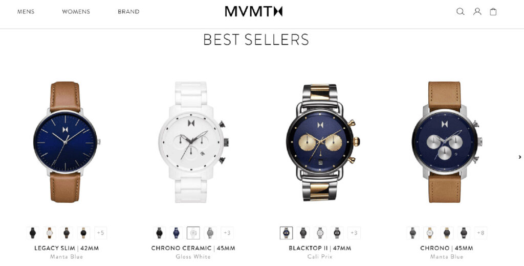 MVMT watches Shopify store