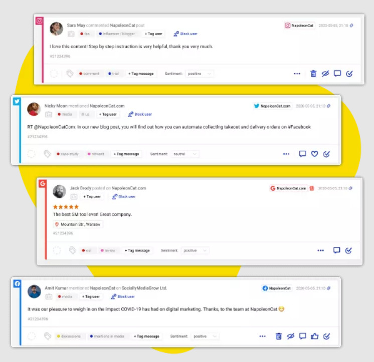 NapoleanCat social inbox replies