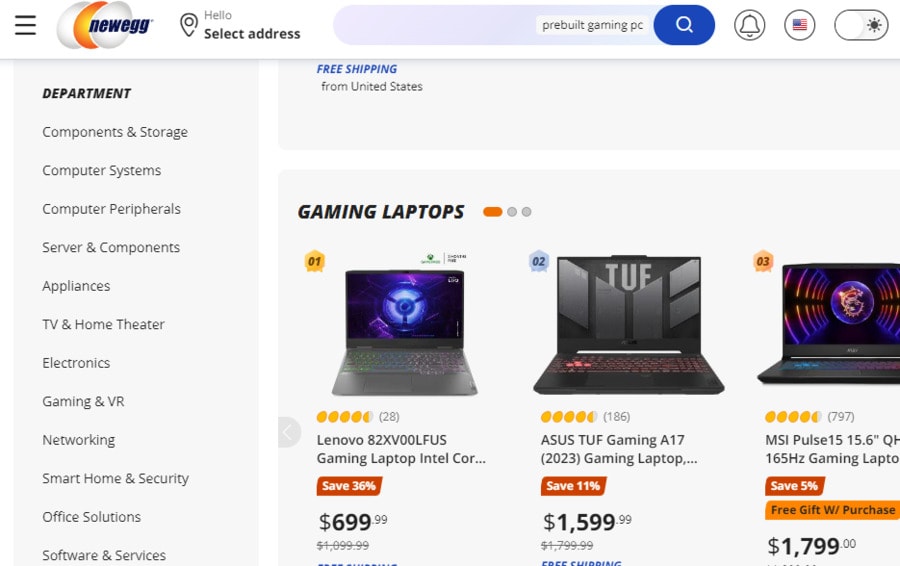 Newegg website