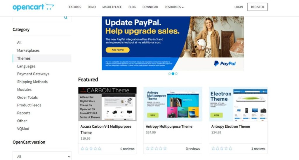 opencart themes