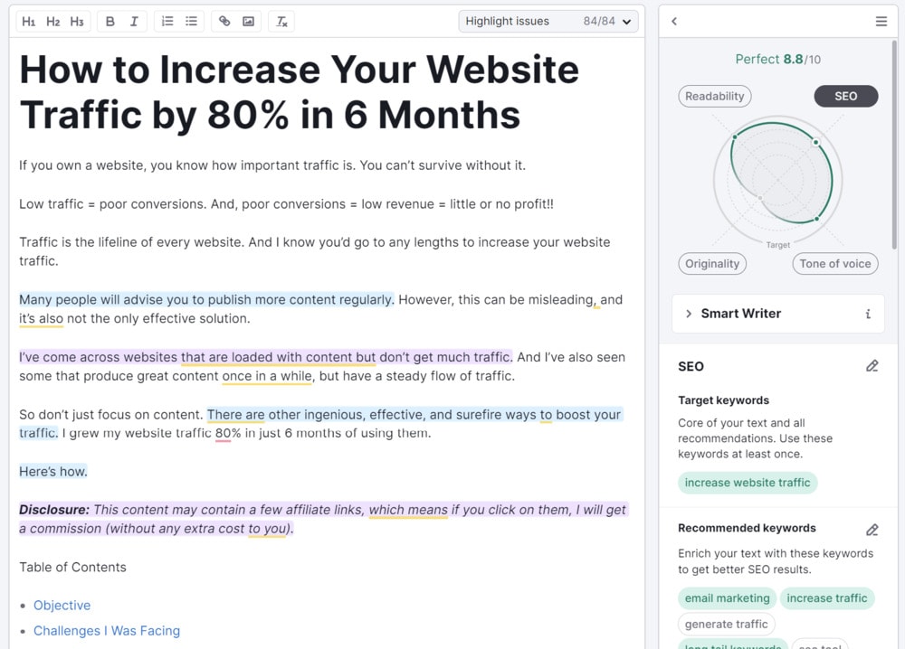 optimize content with semrush's seo writing assistant tool